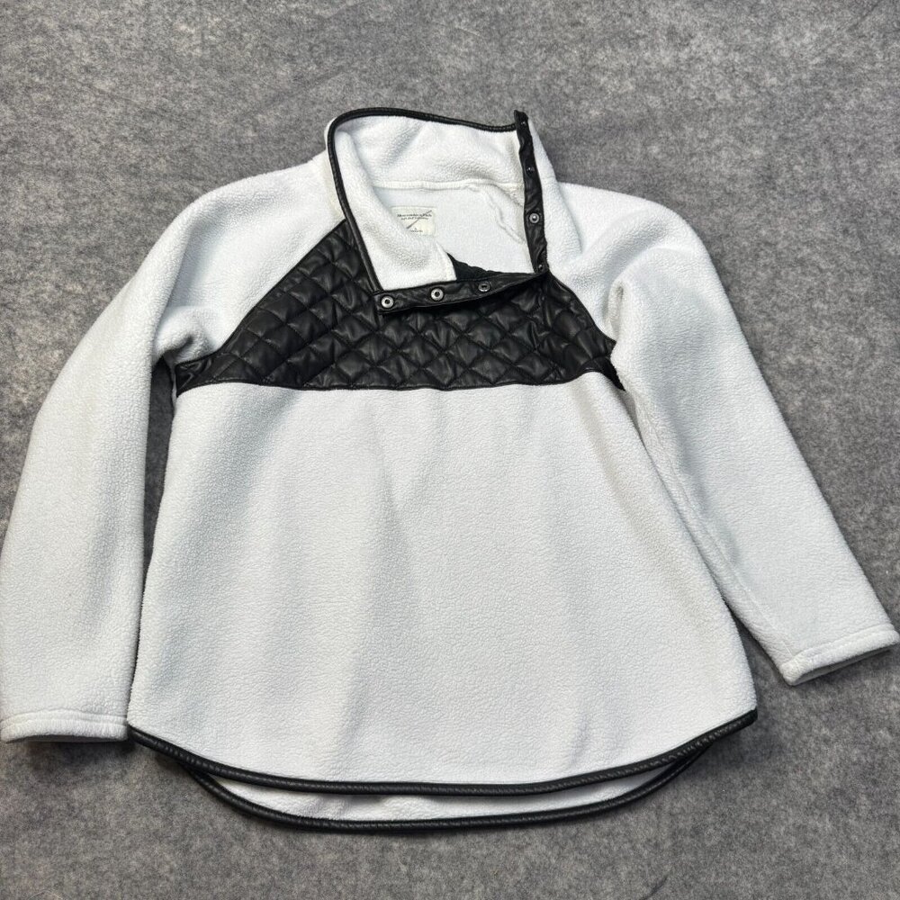 Abercrombie & Fitch Sweatshirt Womens L Gray Black Fleece Pullover Soft‎ Quilted